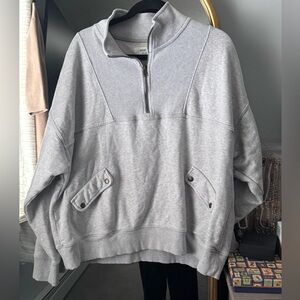 Aerie Light Gray Quarter-Zip Sweatshirt